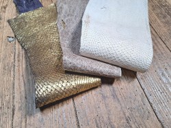 Peau de cuir de poisson - saumon - Cuir marin - Cuir en stock