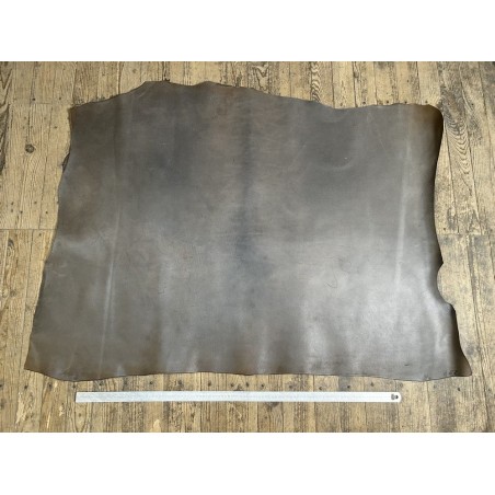 Croûte de cuir de vache tannage végétal cirée – gris - Cuir en Stock