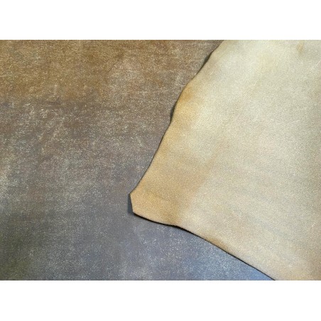 Croûte de cuir de vache tannage végétal cirée – brun vieilli - Cuir en Stock