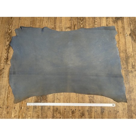 Croûte de cuir de vache tannage végétal cirée – BLEU - Cuir en Stock