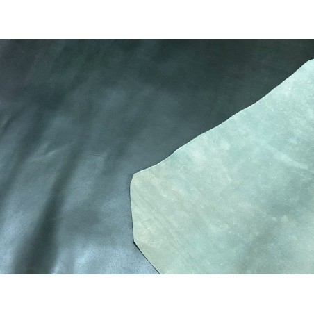 Croûte de cuir de vache tannage végétal cirée – Vert forêt - Cuir en Stock