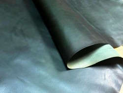 Croûte de cuir de vache tannage végétal cirée – Vert forêt - Cuir en Stock