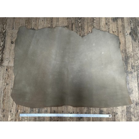 Croûte de cuir de vache tannage végétal cirée – Kaki - Cuir en Stock