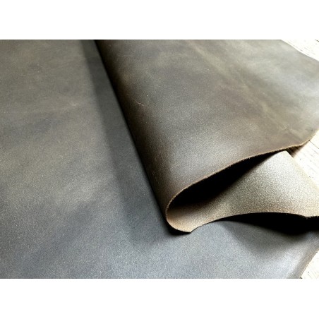 Croûte de cuir de vache tannage végétal cirée – Kaki - Cuir en Stock