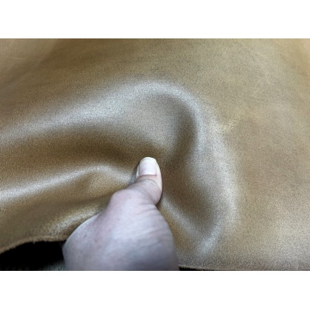 Croûte de cuir de vache tannage végétal cirée – Sable - Cuir en Stock