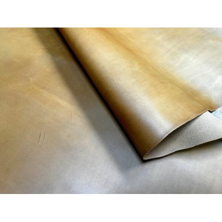 Croûte de cuir de vache tannage végétal cirée – Sable - Cuir en Stock