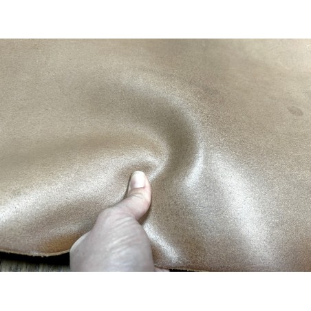 Croûte de cuir de vache tannage végétal cirée – Beige - Cuir en Stock