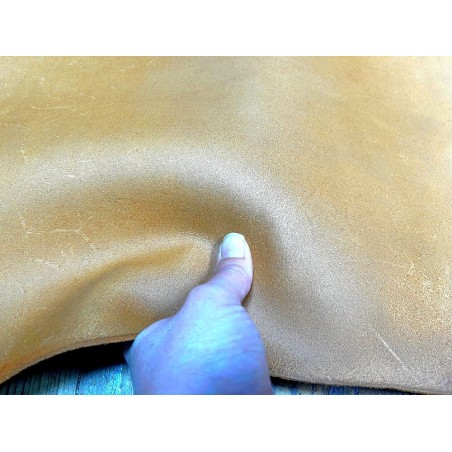Croûte de cuir de vache tannage végétal cirée – Fauve - Cuir en Stock