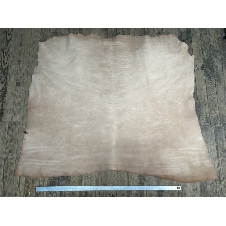 Croûte de cuir de vache tannage végétal cirée – Fauve patiné - Cuir en Stock