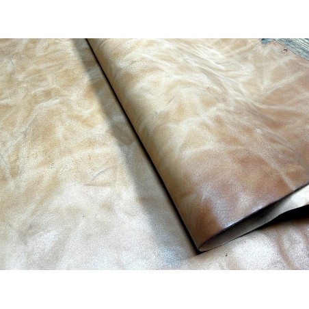 Croûte de cuir de vache tannage végétal cirée – Fauve patiné - Cuir en Stock