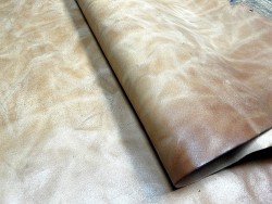 Croûte de cuir de vache tannage végétal cirée – Fauve patiné - Cuir en Stock