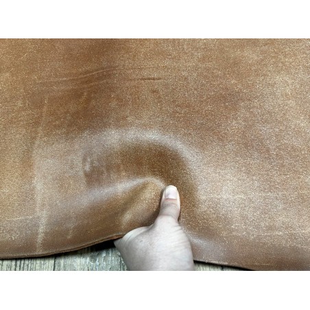 Croûte de cuir de vache tannage végétal cirée – Gold vieilli - Cuir en Stock