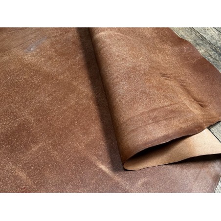 Croûte de cuir de vache tannage végétal cirée – Gold vieilli - Cuir en Stock