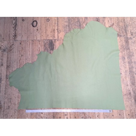 Demi-peau de cuir de vache grainée - Vert sauge - A - Cuir en Stock