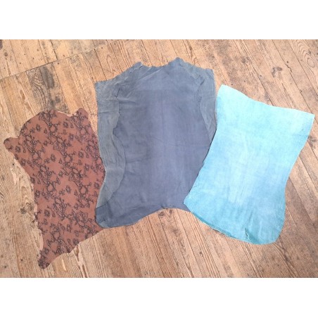 Lot de 3 peaux de cuir stretch - Cuir en Stock