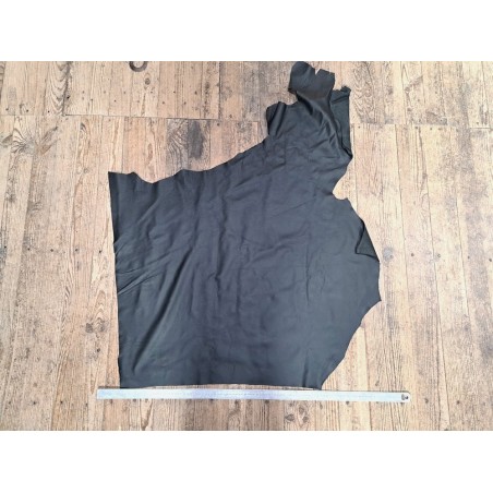 Grand morceau de cuir de vache grainé - Noir mat - A - Cuir en Stock