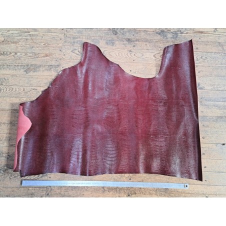 Demi peau de cuir de veau façon lézard - Bordeaux - B