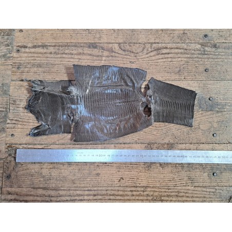 Lot de 2 peaux de cuir de lézard - A - Camel/Gris