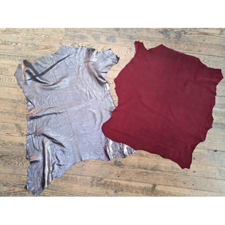 Lot de 2 peaux uniques - Cuir de mouton et de chèvre -L- Cuir en Stock