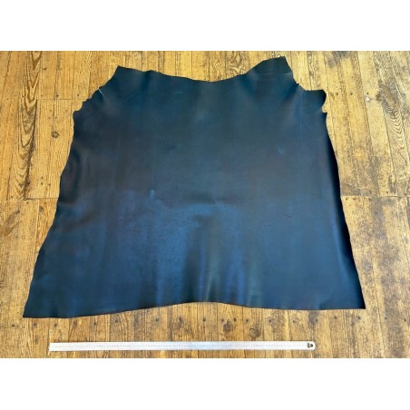 Croûte de cuir de vache tannage végétal cirée – Bleu pétrole - Cuir en Stock