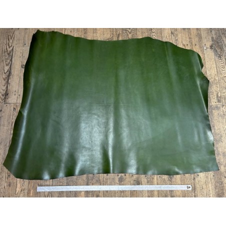 Croûte de cuir de vache tannage végétal cirée – Vert - Cuir en Stock
