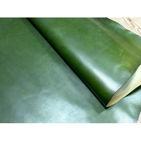 Croûte de cuir de vache tannage végétal cirée – Vert - Cuir en Stock