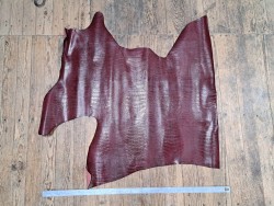 Demi peau de cuir de veau façon lézard - Bordeaux -A