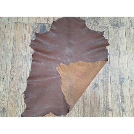 Peau de cuir de chèvre tannage végétal naturel - marron - Cuirenstock