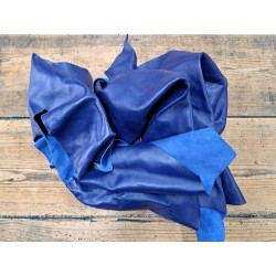 Chutes de cuir de veau - bleu reflex - maroquinerie - Cuir en Stock