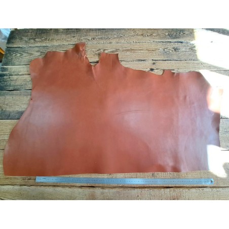 Collet de vache tannage végétal lisse - Brun roux - Cuir en Stock