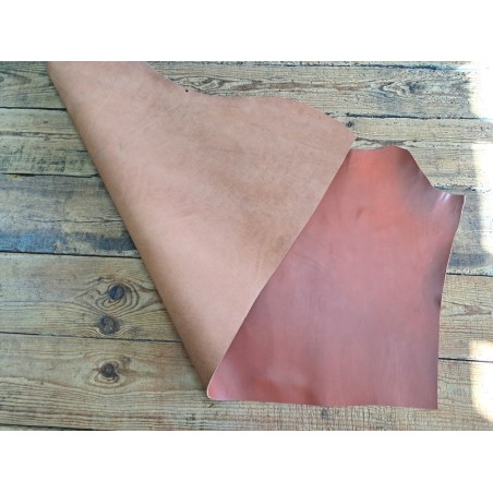 Collet de vache tannage végétal lisse - Brun roux - Cuir en Stock