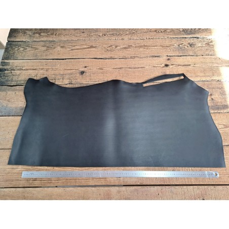 Bande de collet tannage végétal lisse - Noir mat - Cuir en Stock