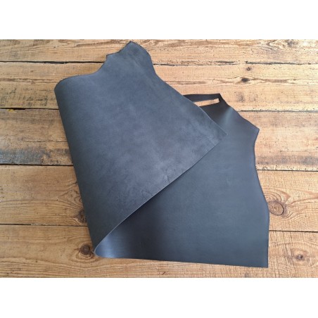 Bande de collet tannage végétal lisse - Noir mat - Cuir en Stock