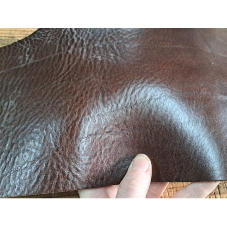 Bande de collet tannage végétal grainé - Châtaigne - Cuir en Stock