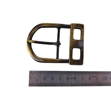 Grande boucle de ceinture demi D à motif carré - bronze - 40 mm