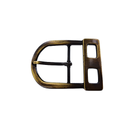 Grande boucle de ceinture demi D à motif carré - bronze - 40 mm