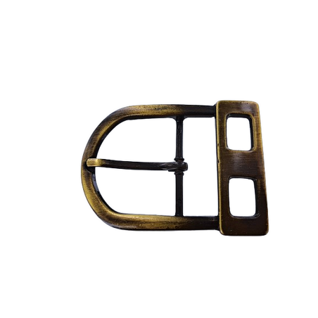 Grande boucle de ceinture demi D à motif carré - bronze - 40 mm