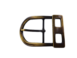 Grande boucle de ceinture demi D à motif carré - bronze - 40 mm