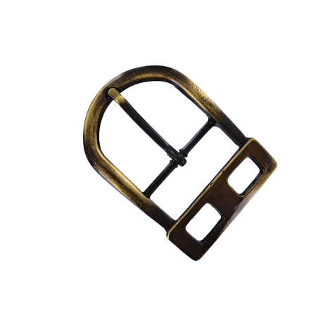 Grande boucle de ceinture demi D à motif carré - bronze - 40 mm