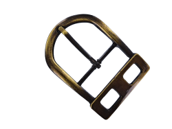 Grande boucle de ceinture demi D à motif carré - bronze - 40 mm