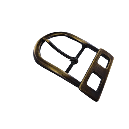 Grande boucle de ceinture demi D à motif carré - bronze - 40 mm