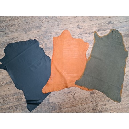 Lot de 3 peaux de cuir stretch - Cuir en Stock