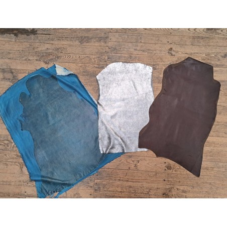 Lot de 3 peaux de cuir stretch - Cuir en Stock