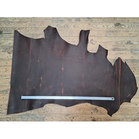 Demi-peau de cuir gras pullup - Marron - C - Cuir en Stock