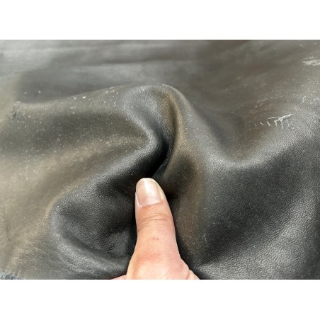Flanc de vache – Cuir noir – Tannage minéral – Souple & élastique - choix écart - Cuir en Stock