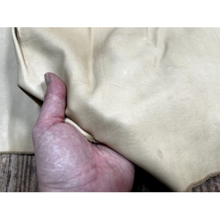 Flanc de vache – Cuir crème – Tannage minéral – Souple & élastique - 2ᵉ choix - Cuir en Stock