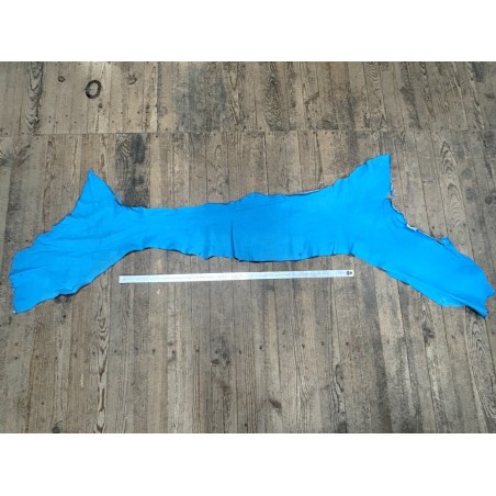 Flanc de vache – Cuir bleu cyan – Tannage minéral – Souple & élastique - 2ᵉ choix - Cuir en Stock