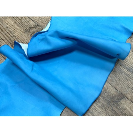 Flanc de vache – Cuir bleu cyan – Tannage minéral – Souple & élastique - 2ᵉ choix - Cuir en Stock