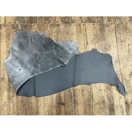 Flanc de vache – Cuir gris mat – Tannage minéral – Souple & élastique - 2ᵉ choix - Cuir en Stock