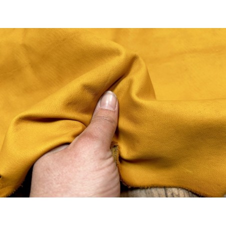 Flanc de vache – Cuir jaune moutarde – Tannage minéral – Souple & élastique - 2ᵉ choix - Cuir en Stock